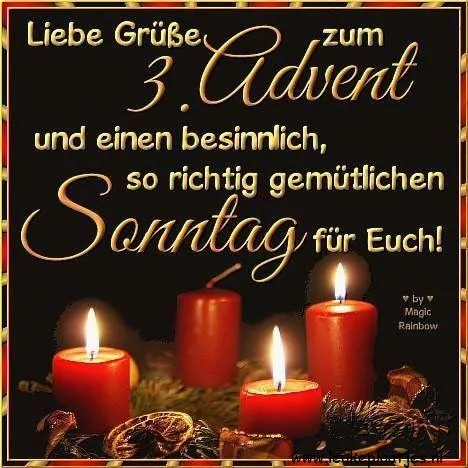 Kerstgroet met kaarsen en tekst voor de derde Adventzondag.