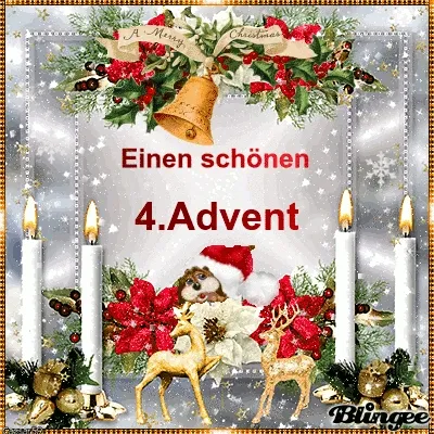 Kerstdecoratie met een kerstbel, kaarsen en kleurrijke bloemen voor de vierde advent.