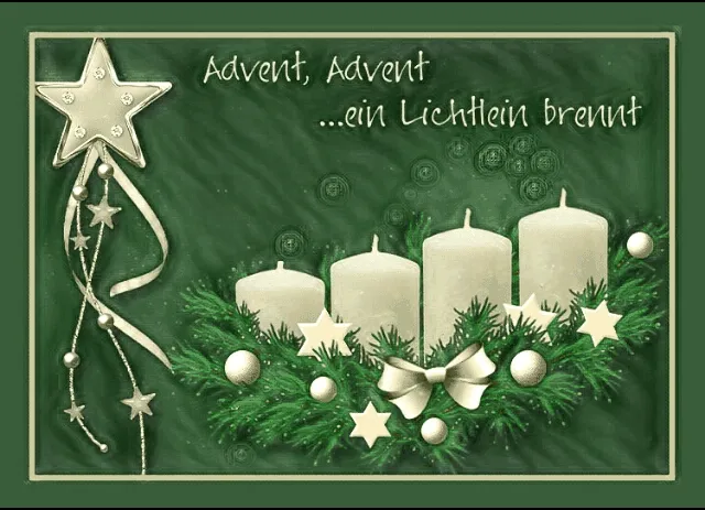 Adventskrans met vier kaarsen, sterren en een ster aan de zijkant.