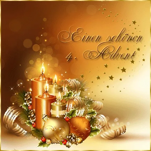 Vier kaarsen met kerstdecoratie voor de vierde Advent.