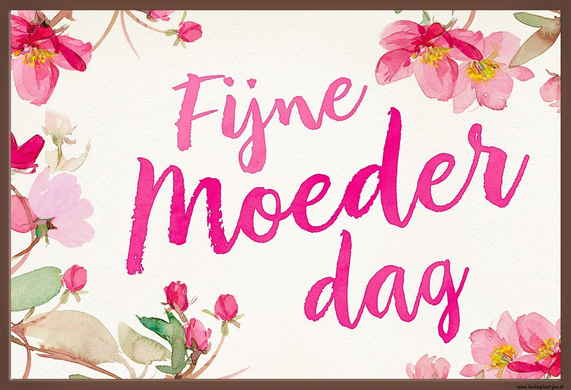 Tekst "Fijne moeders dag" met acquarel bloemenrand.