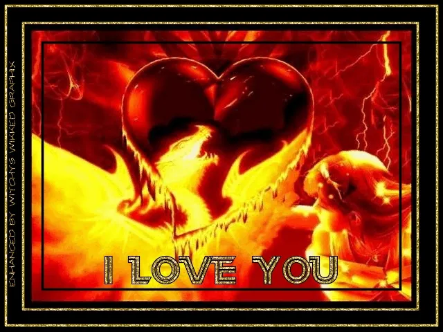 Vibrerende hartafbeelding met de tekst "I LOVE YOU" in het midden.