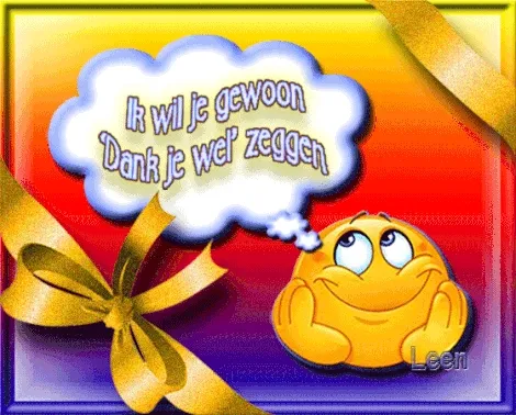 Een glimlachend gezicht met een tekstballon: "Ik wil je gewoon 'Dank je wel' zeggen."
