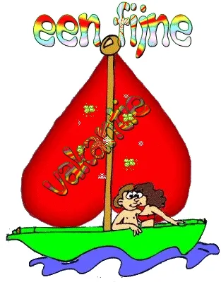 Kind met bruin haar en een zeilboot, vrolijk varend onder een kleurrijke tekst.