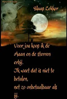 ᐅ fijne avond en slaap lekker - Fijne avond plaatjes Tekst over een vrouw die slaapt met een hond en sterren op de achtergrond.