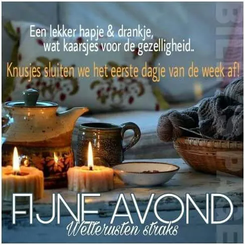 ᐅ fijne avond en voor straks welterusten - Fijne avond plaatjes Een gezellige tafel met kaarsjes, een theepot en een deken voor een fijne avond.