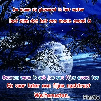 Een sfeervolle afbeelding van de maan boven een stille waterpartij bij avond.