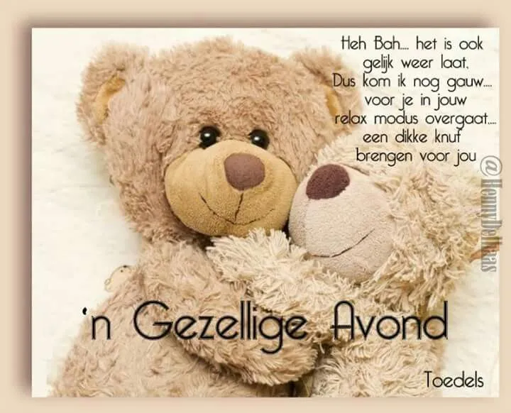 Twee schattige teddyberen geven elkaar een knuffel. Tekst op de achtergrond.