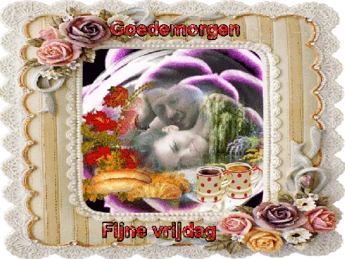 Romantisch afbeelding met liefdevolle paren en een boodschap voor de vrijdag.