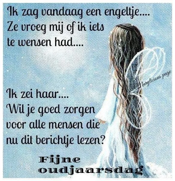 Afbeelding van een engel die vraagt naar wensen. Tekst over goede zorgen voor anderen.