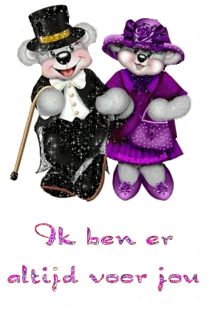 ᐅ fijne feestdagen gifjes - Kerst plaatjes Twee schattige teddyberen in feestkleding met de tekst: "Ik ben er altijd voor jou."