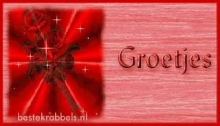 ᐅ fijne feestdagen gifjes - Kerst plaatjes Achtergrond in rood met rozen en de tekst "Groetjes".
