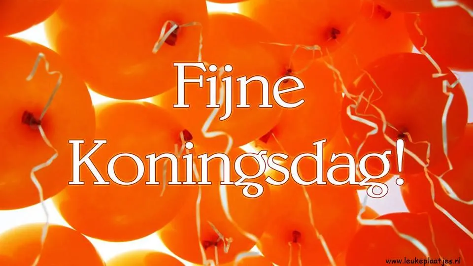 ᐅ fijne koningsdag humor - Koningsdag plaatjes Oranje ballonnen met de tekst "Fijne Koningsdag!" in het midden.