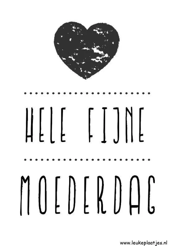 Tekst met een hart en de boodschap "Hele fijne Moederdag".