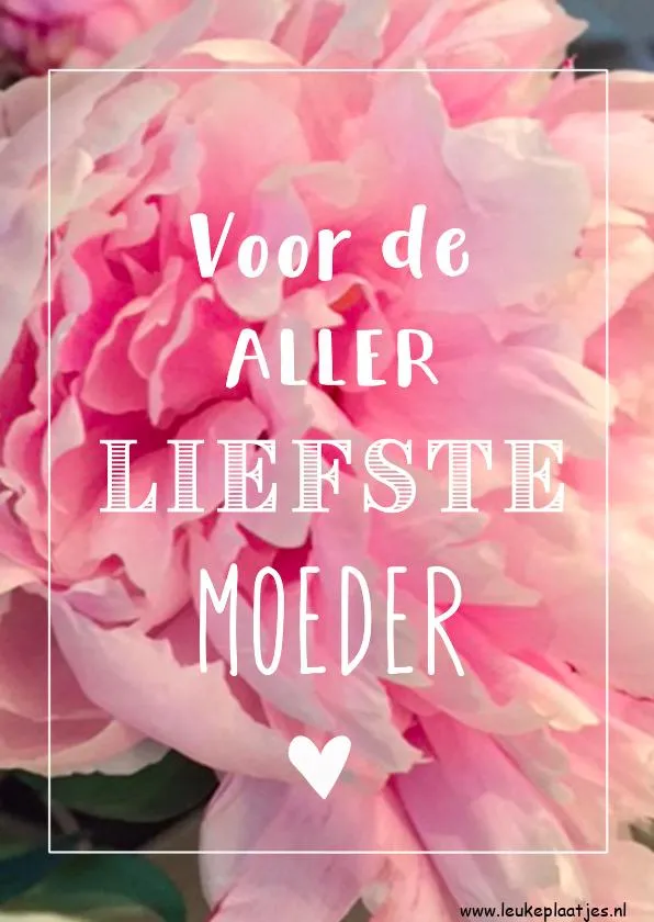 Roze bloem met de tekst "Voor de allerliefste moeder" erin.