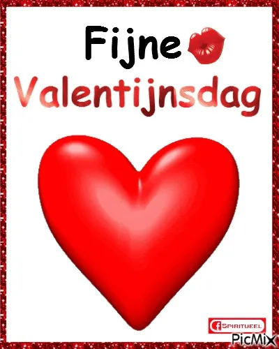 ᐅ fijne valentijnsdag - Valentijnsdag plaatjes Rode hartvorm met de tekst "Fijne Valentijnsdag" in een vrolijke opmaak.
