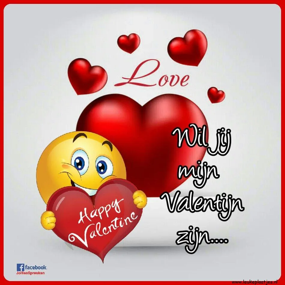 ᐅ fijne valentijnsdag wensen - Valentijnsdag plaatjes Een glimlachend gezicht met hartjes en de tekst: "Wil jij mijn Valentijn zijn?"