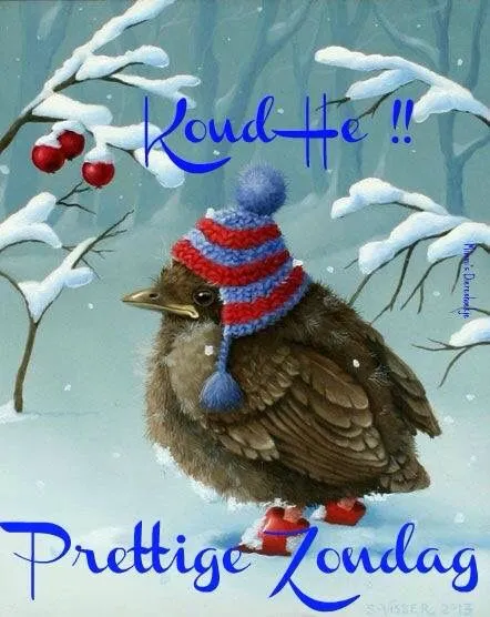 Een schattige vogel in de sneeuw met een gebreide muts en schaatsen.