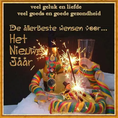 Feestelijke nieuwjaarsdecoraties met confetti en vuurwerk. Veel geluk en gezondheid gewenst.