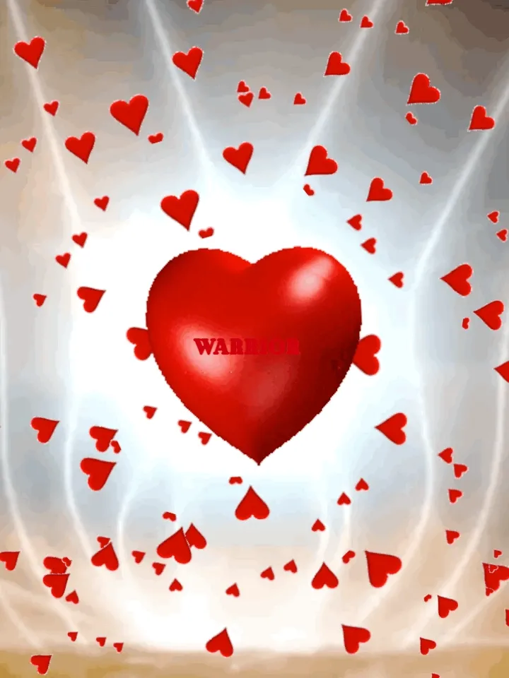 Rood hart omringd door kleiner rode hartjes op een lichte achtergrond.