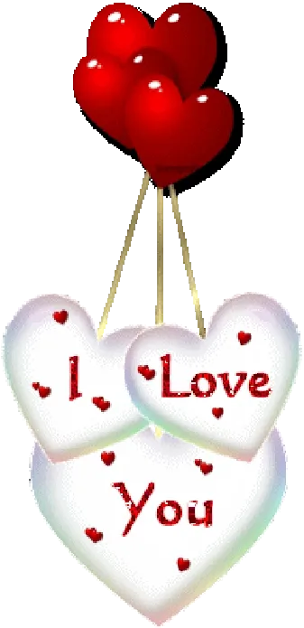 Drie hartvormige kaarten met de tekst "I Love You" en rode hartjes.