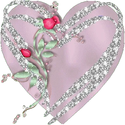 Roze hart versierd met rozen en glinsterende details.