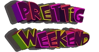ᐅ goed weekend gif - Weekend plaatjes Kleurige tekst met 'Prettig Weekend' in speelse letters.