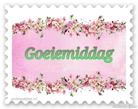 Achtergrond met bloemen en de tekst "Goeiemiddag" in het midden.