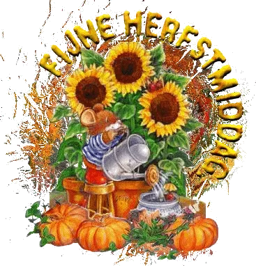 Een muis met zonnebloemen en pompoenen voor een herfstschild. Fijne herfstmiddag!