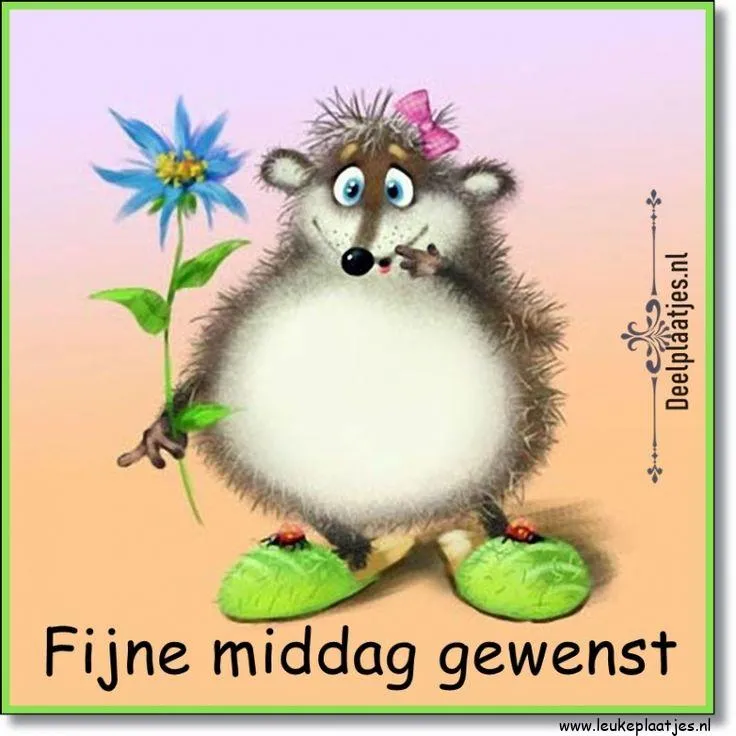 ᐅ goedemiddag humor - Goedemiddag plaatjes Een schattige egels met een bloem en een boodschap voor een fijne middag.