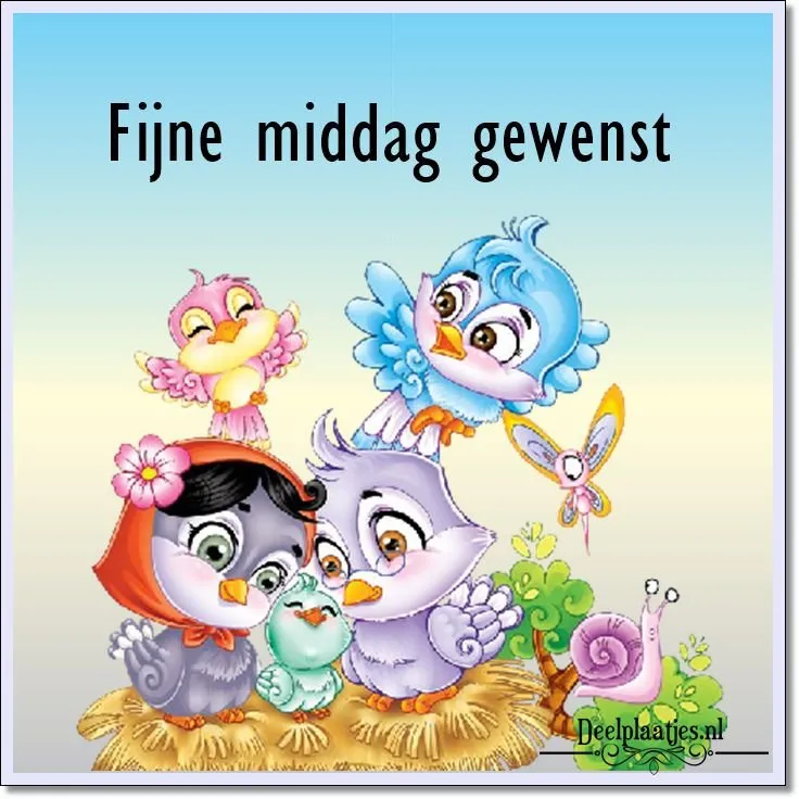 ᐅ goedemiddag plaatjes - Goedemiddag plaatjes Vijf kleurrijke vogels samen, wensen een fijne middag.