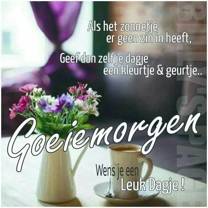 Een bloemstuk met een tekst over het toevoegen van kleur aan je dag.