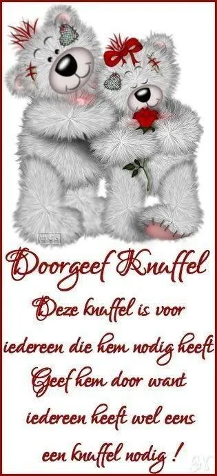 ᐅ goedemorgen knuffel - Fijne Dag plaatjes Twee schattige teddyberen met een boodschap over knuffels.