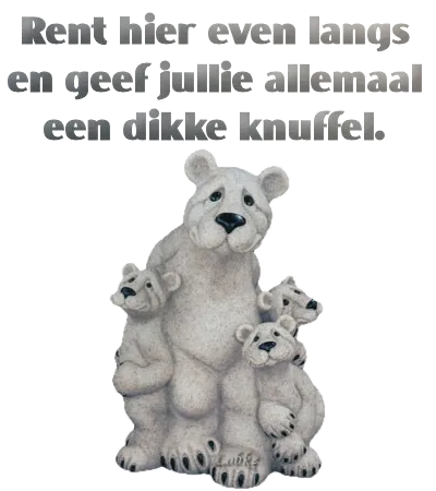 ᐅ goedemorgen knuffel - Fijne Dag plaatjes Afbeelding van een moederijsbeer met vier jongen, met tekst over knuffels.