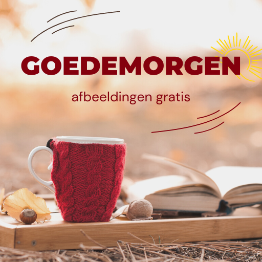 ᐅ Kostenlose Goedemorgen Plaatjes - Die schönsten Bilder - Goedemorgen plaatjes Goedemorgen Plaatjes - Ein roter, gestrickter Becher auf einem Holztisch, umgeben von Natur.