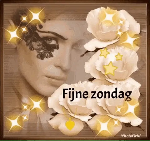 ᐅ goedemorgen zondag - Zondag plaatjes Portret van een vrouw met gezicht versierd en bloemen, met de tekst "Fijne zondag".