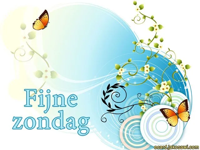ᐅ goedemorgen zondag - Zondag plaatjes Decoratieve achtergrond met bloemen en vlinders, tekst "Fijne zondag".