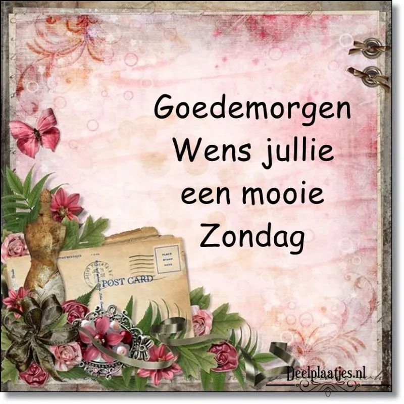 ᐅ goedemorgen zondag - Zondag plaatjes Kunstzinnige achtergrond met tekst "Goedemorgen, wens jullie een mooie Zondag".