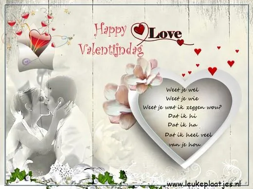 ᐅ happy valentijn - Valentijnsdag plaatjes Valentijnskaart met een koppel en liefdevolle tekst in een hart.