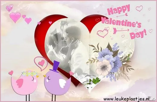ᐅ happy valentijn - Valentijnsdag plaatjes Hartvormige afbeelding met een stel dat zich kust en Valentijnsdag wensen.