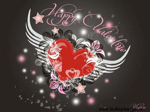 ᐅ happy valentijn - Valentijnsdag plaatjes Een decoratief hart met de tekst "Happy Valentine" en bloemen.