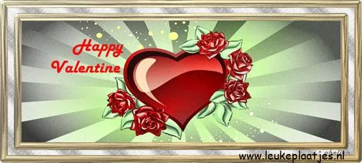 ᐅ happy valentijn - Valentijnsdag plaatjes Afbeelding met een hart en rozen, met de tekst 'Happy Valentine'.