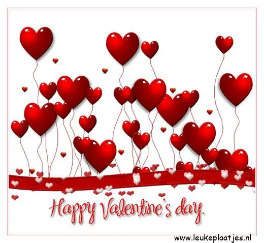 ᐅ happy valentijn - Valentijnsdag plaatjes Rode harten en ballonnen met de tekst 'Happy Valentine’s Day'.
