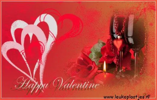 ᐅ happy valentijn - Valentijnsdag plaatjes Rode harten en rozen met champagneglazen voor Valentijnsdag.