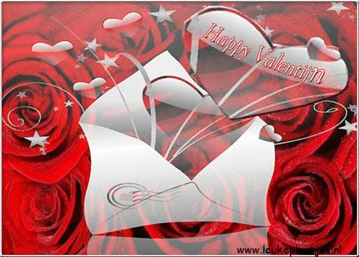 ᐅ happy valentijn - Valentijnsdag plaatjes Rode rozen met een hart en een envelop voor Valentijnsdag.
