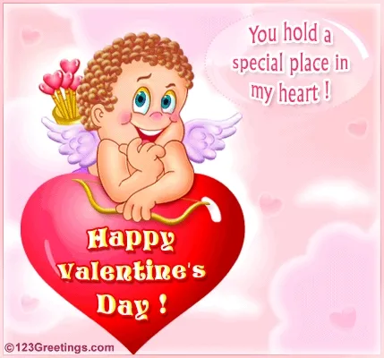 ᐅ happy valentijn - Valentijnsdag plaatjes Schattige engel met een hart, gefeliciteerd met Valentijnsdag!