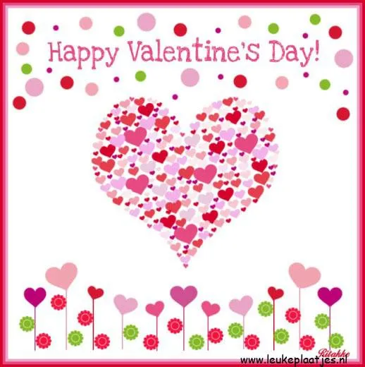 ᐅ happy valentijn - Valentijnsdag plaatjes Hartvormige afbeelding met kleurrijke harten en bloemen voor Valentijnsdag.