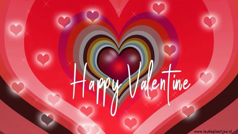 ᐅ happy valentijn - Valentijnsdag plaatjes Hartvormen in verschillende kleuren met de tekst "Happy Valentine".