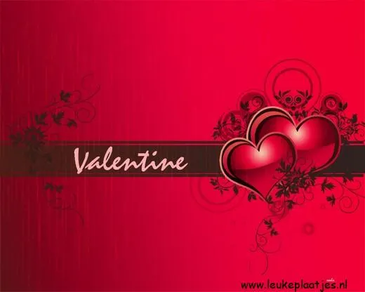 ᐅ happy valentijn - Valentijnsdag plaatjes Rode achtergrond met twee harten en de tekst "Valentine".