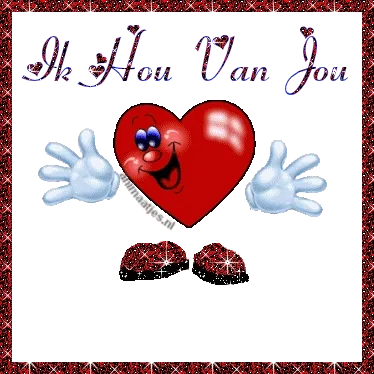 Een vrolijk hart met handen en de tekst "Ik Hou Van Jou".